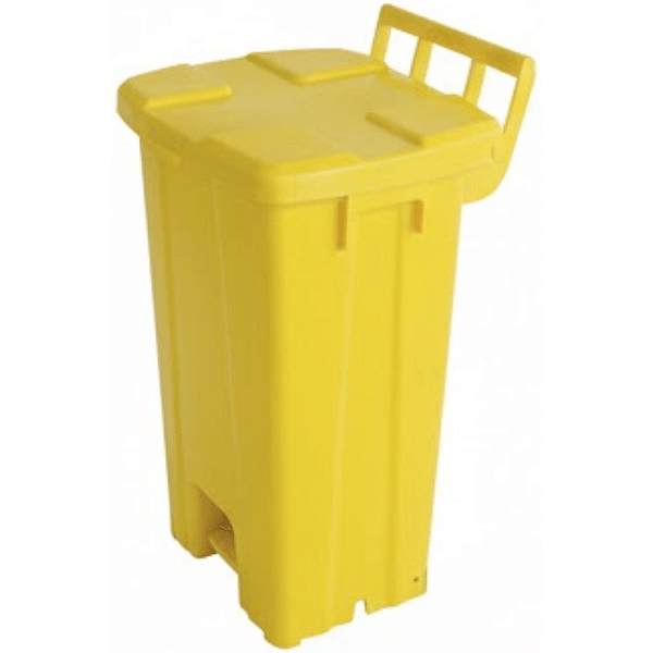 Lixeira Plástica Quadrada com Pedal 100 Litros Amarela