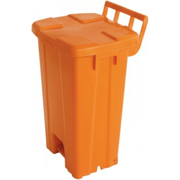 Lixeira Plástica Quadrada com Pedal 100 Litros Laranja