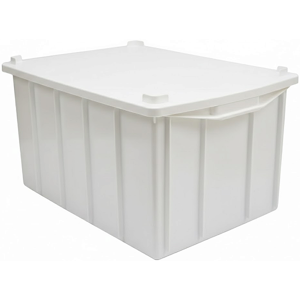 Caixa Plástica Empilhável 38 Litros Branca com Tampa