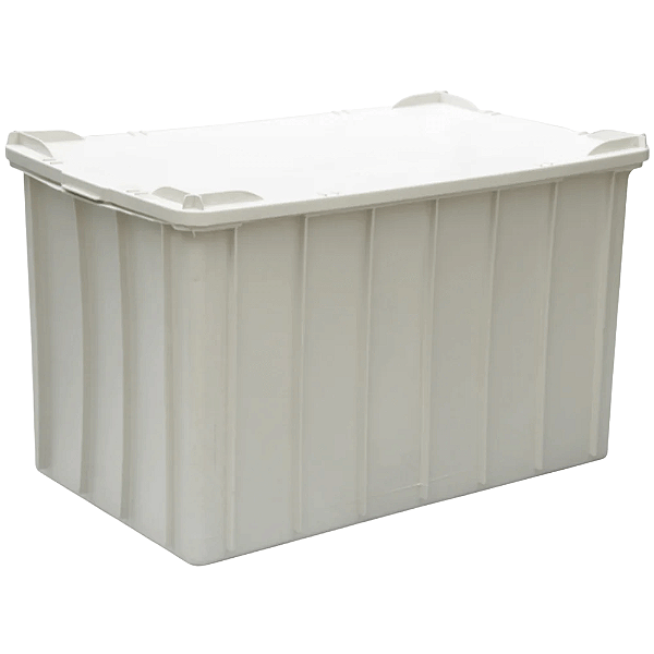 Caixa Plástica Empilhável 301 Litros Branca com Tampa