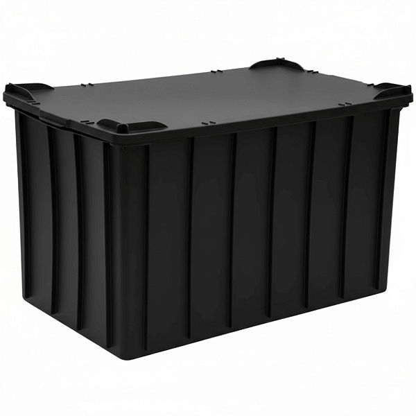Caixa Plástica Empilhável 301 Litros Preta com Tampa