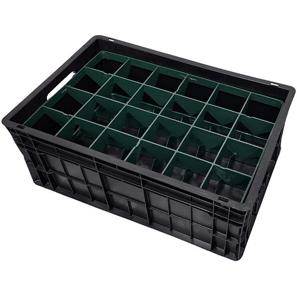 Caixa Plástica Empilhável com Divisórias para 24 Copos