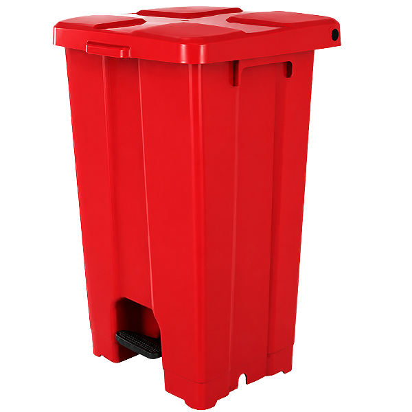 Lixeira Quadrada com Pedal 60 Litros Vermelha