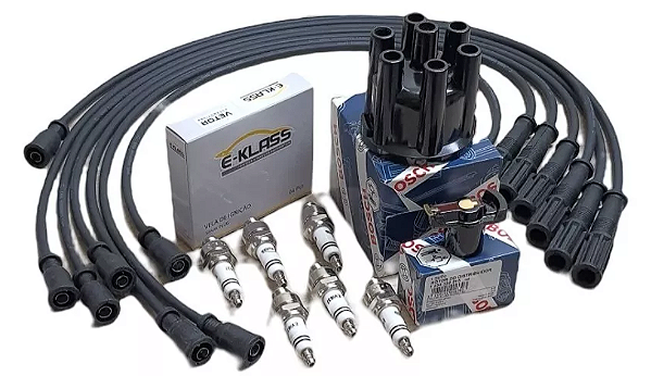 Kit Cabos De Vela Jeep Maverick 6cc + Velas + Tampa Rotor Bosch