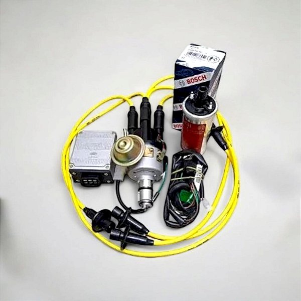 Kit Ignição Eletrônica Fusca Cabos De Vela Amarelo Completo