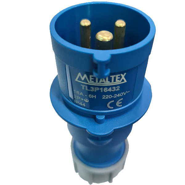 Plug Macho TL3P16432 16A - 2P+T - 6H - IP44 Azul 220-240 VCA
