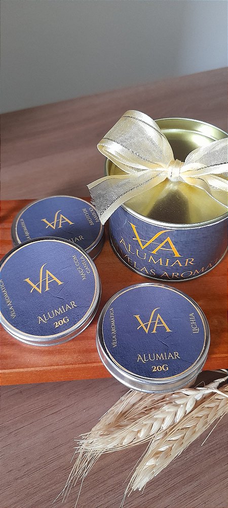 Kit Aromático com 2 Mini Velas – Tubo de Papel Kraft com Velas em Lata 20g