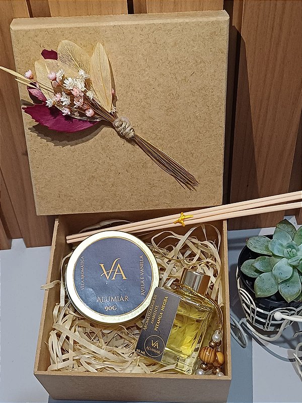 Kit Aromático – Vela Dourada & Aromatizador 50ml