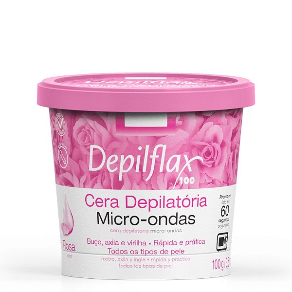 Cera Depilatoria Micro-ondas Depilflax Rosas 100g Espátula