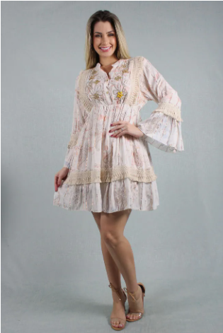 Vestidos curto manga longa