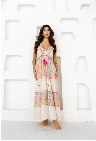 Vestido longo Bordado