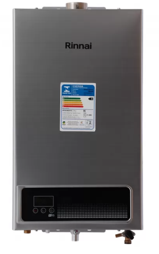 Aquecedor De Água A Gás Rinnai 15 litros E15 FEH Prata - GN (Digital)