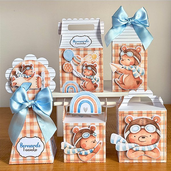 KIT FESTA PERSONALIZADA -TEMA URSINHO AVIADOR- FAZEMOS QUALQUER TEMA