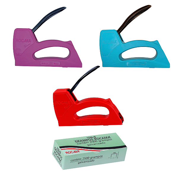 Grampeador Rocama Slim + Caixa De Grampo 106/8 Galvanizado