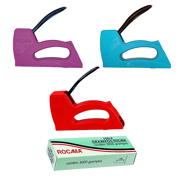 Grampeador Rocama Slim + Caixa de Grampo 106/4 Galvanizado