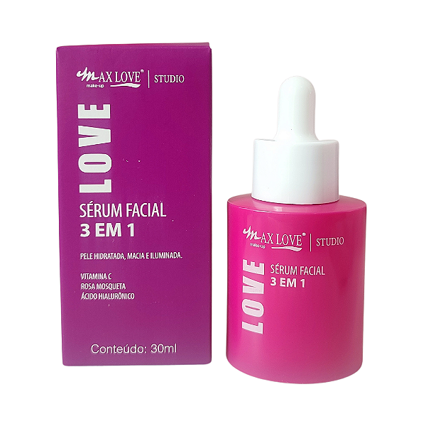 Sérum 3 em 1 Vitamina C Rosa Mosqueta Ácido Hialurônico 30ml Max Love