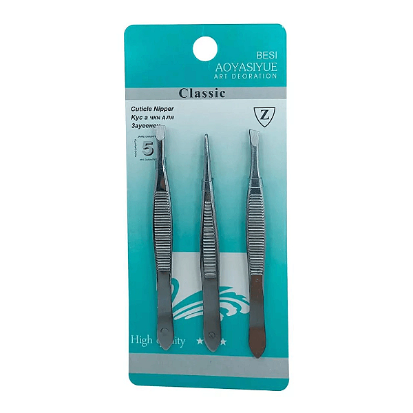 Kit de 3 Pinças para Sobrancelha