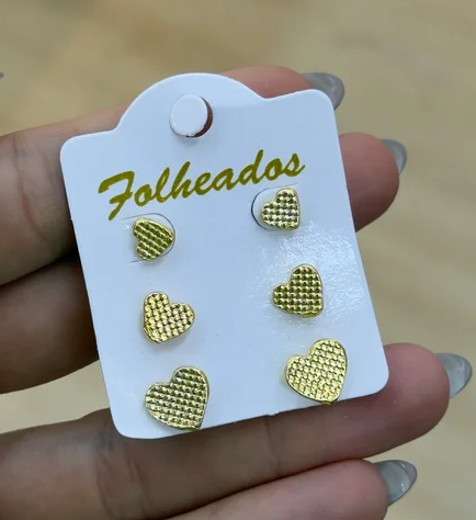 Trio corações estampado