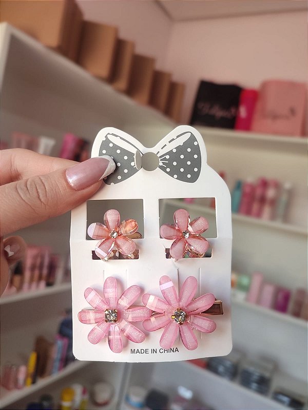 Kit presilha de Flor Rosa