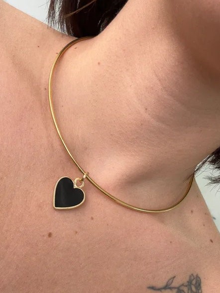 Gargantilha Aro Coração Preto