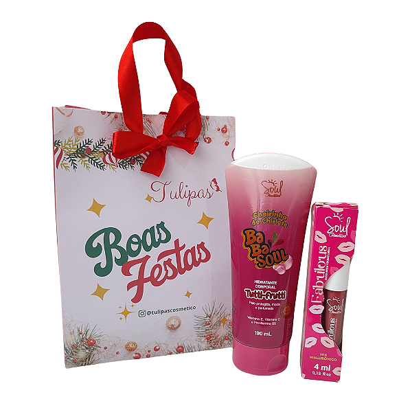 Kit de Presente Hidratante Corporal + Gloss Labial - Acompanha sacola