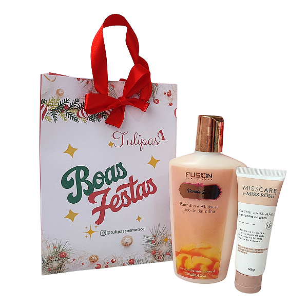 Kit de Presente Hidratante Corporal + Hidratante de Mãos - Acompanha sacola
