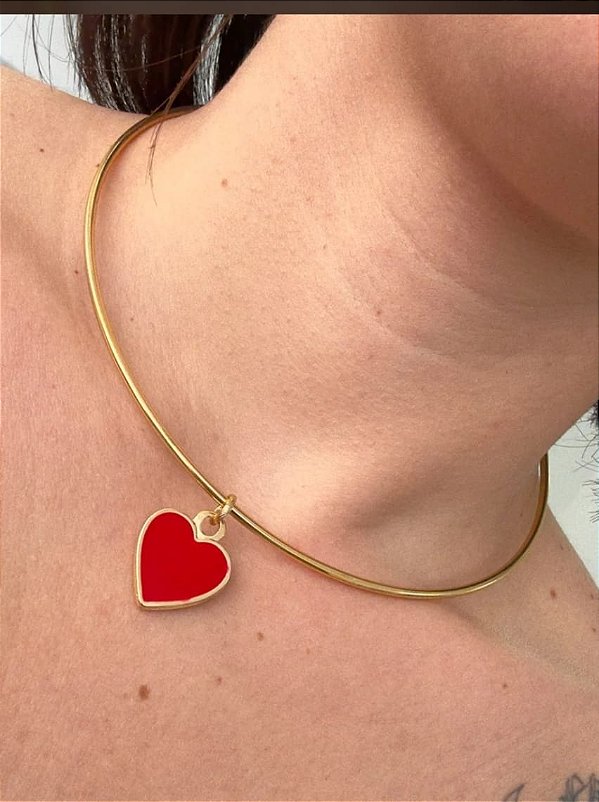 Gargantilha Aro Coração Vermelho