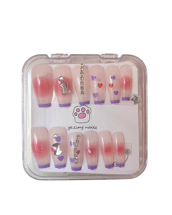 Unhas Postiças Decoradas Autocolantes - Cor 01