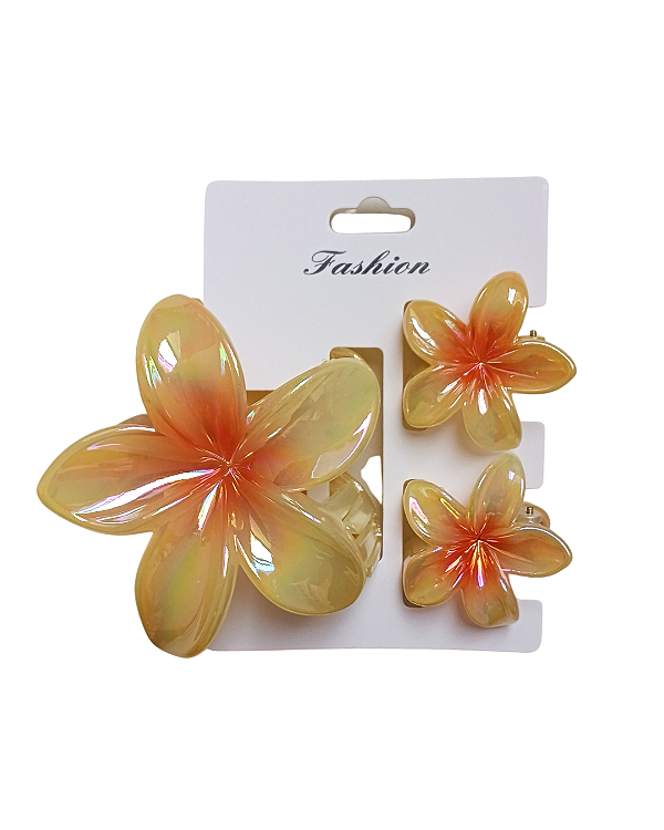 Kit de Presilha de Flor Amarela com Laranja