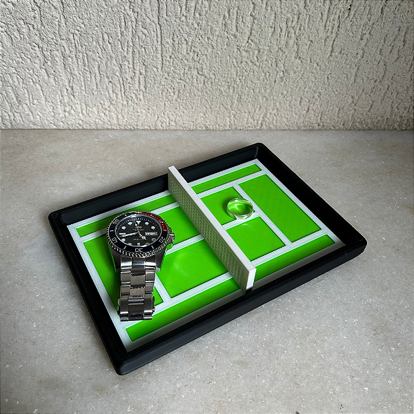 Bandeja Decorativa Quadra de Tênis Porta-Chaves Verde