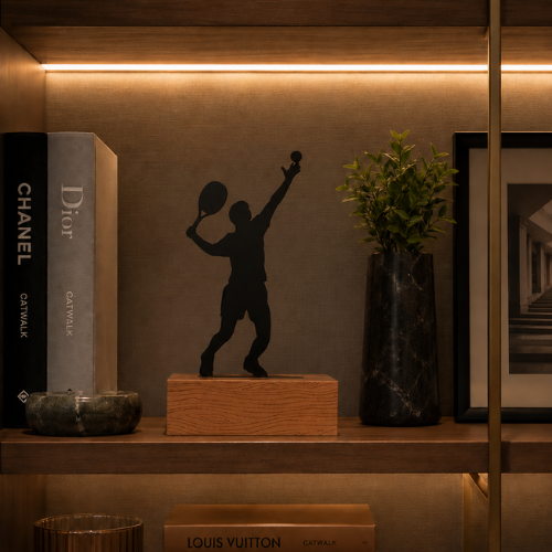 Troféu Decorativo Silhueta Jogador de Tênis/Beach Tennis