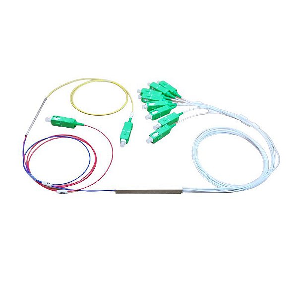 Splitter Hibrido 1x2 FBT 35-65% + 1x9 SC-APC PLC