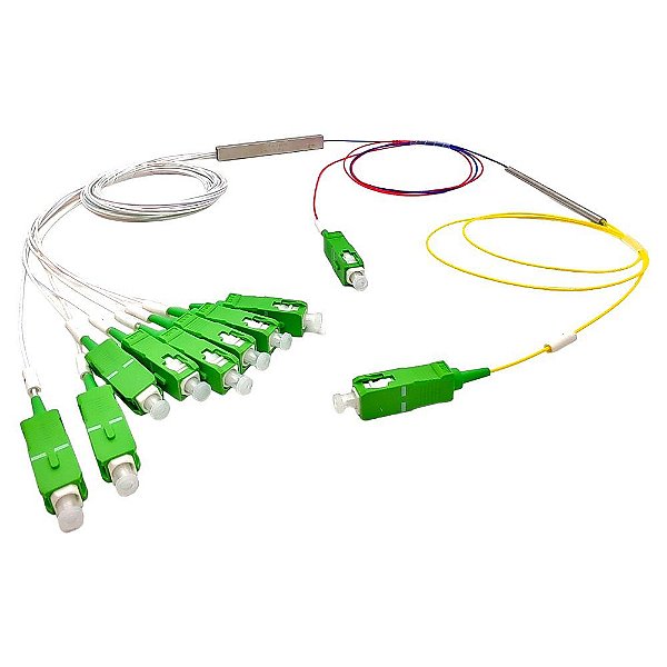 Splitter Hibrido 1x2 FBT 15-85% + 1x9 SC-APC PLC