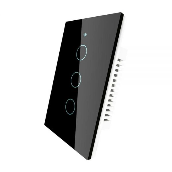 Interruptor De Luz Inteligente Moes Ws-Us3-Rfb-N Wi-Fi Rf 3 Botões - Preto
