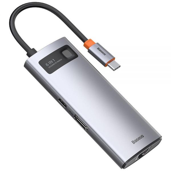 Hub Usb-C 6 Em 1 Baseus Cahub-Cw0G 3 Usb-A 3.0+Hdmi 4K+Usb-C Pd+Rj45 - Gray