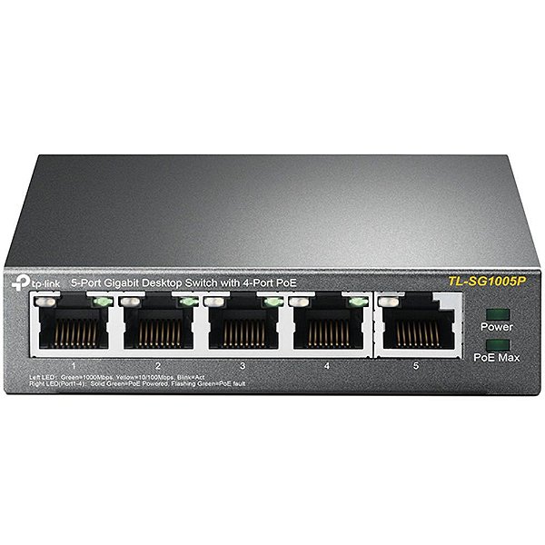 Switch Ethernet TP-Link TL-SG1005P 5 Portas 10/100/1000Mbps PoE