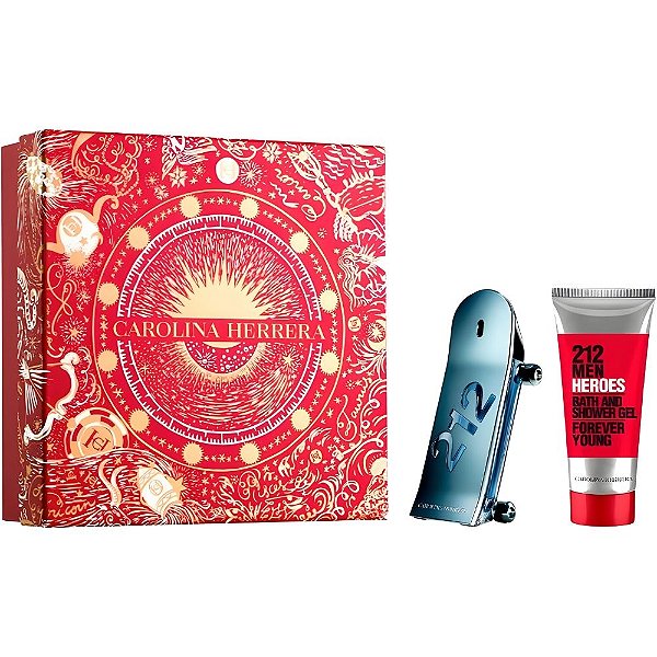 Kit Perfume Carolina Herrera 212 Heroes EDT 90mL + Gel de Banho 100mL - Masculino