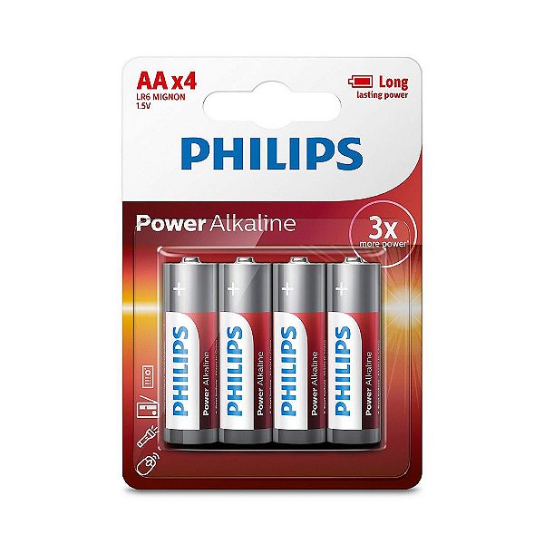 Pilha Philips Alcalina AA x 4 unidades