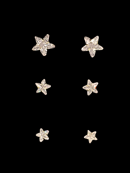 Kit Trio de Brincos Ponto de Luz Estrela em Zircônia