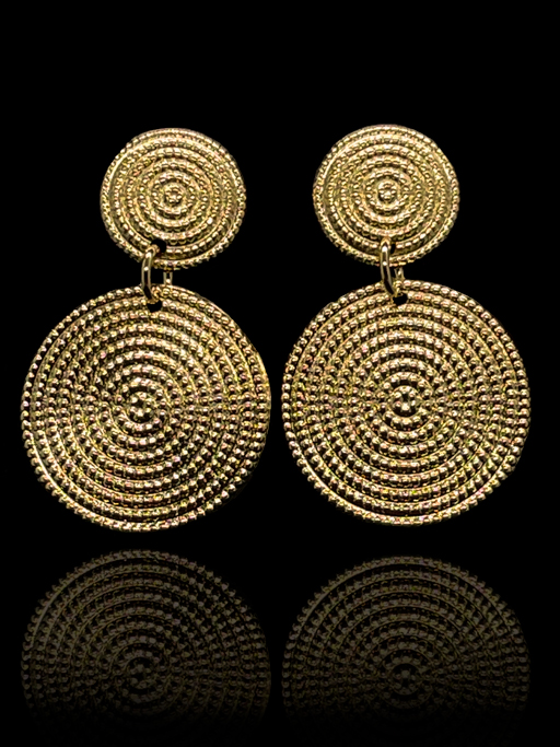 Brinco pendurado em formato Redondo com detalhe Pontilhado