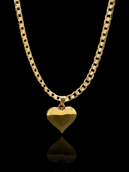 Corrente Elo Grumet 50 cm, com Pingente em formato de Coração Pontudo