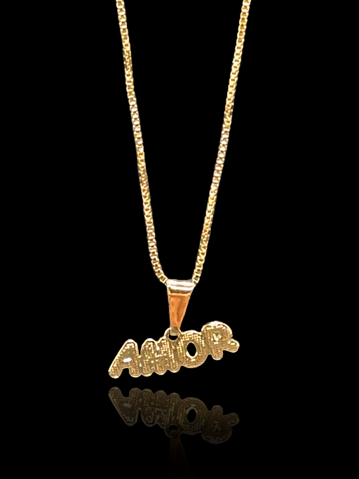 Corrente Rabo de Rato 1,2 mm - fecho tradicional - 50 cm - Com Pingente em formato da Palavra: "Amor"