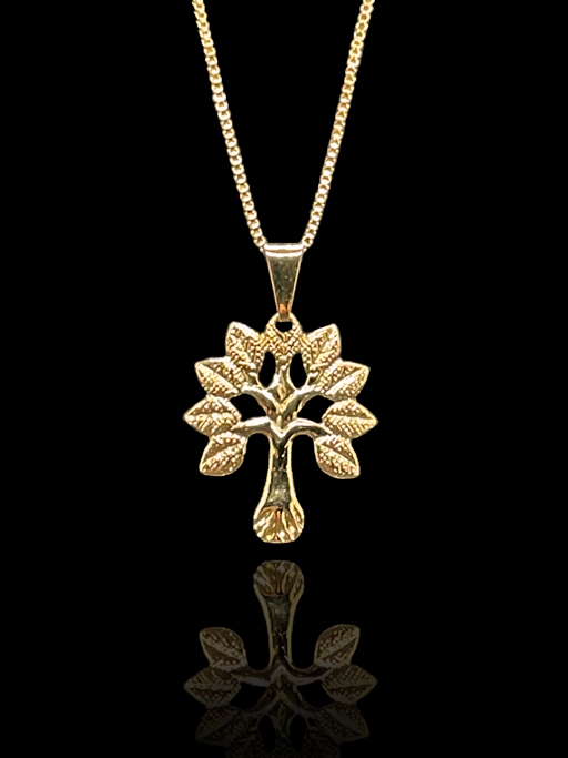 Corrente Rabo de Rato 1,2 mm - fecho tradicional - 50 cm - Com Pingente em formato de Árvore