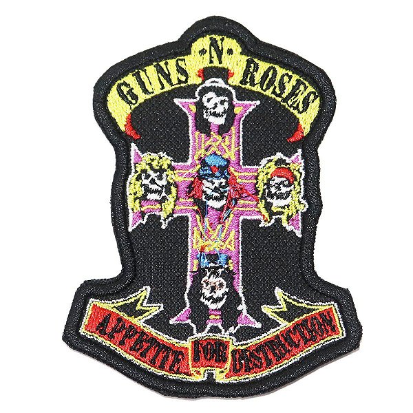 Patch Bordado Banda Guns and Roses Cruz 9x7cm