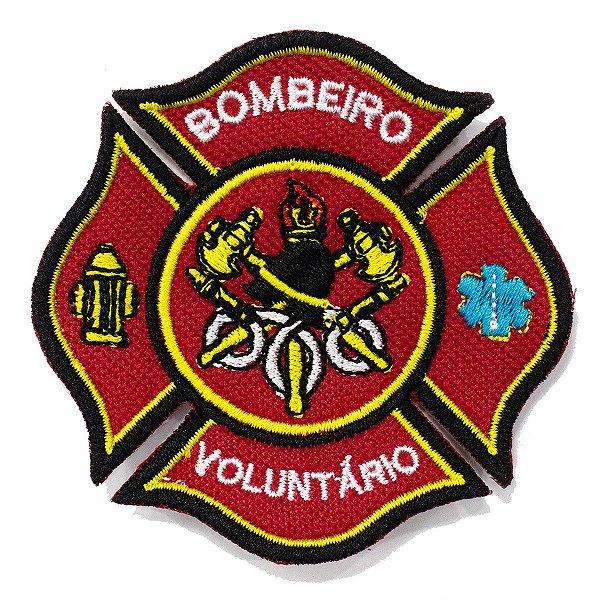 Patch Bordado Militar Bombeiro Voluntário 7x7cm