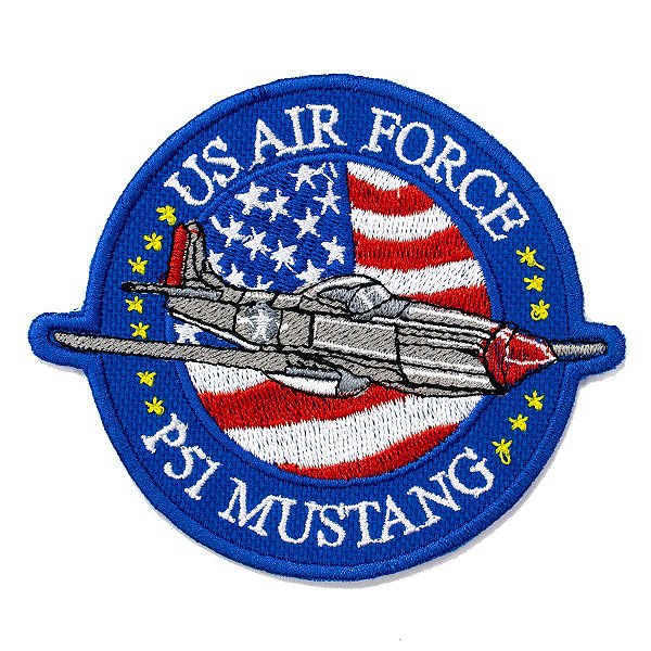 Patch Bordado Militar Avião US Air Force P51 Mustang 8x8cm