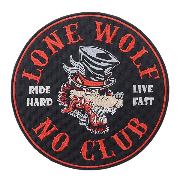 Patch Bordado Lone Wolf No Club 27x27cm