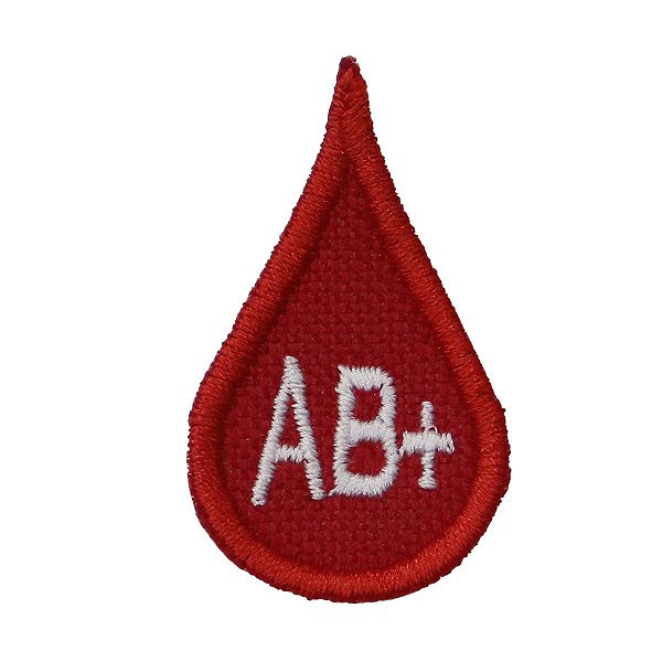 Patch Bordado Gota  AB+ 4x2,5cm