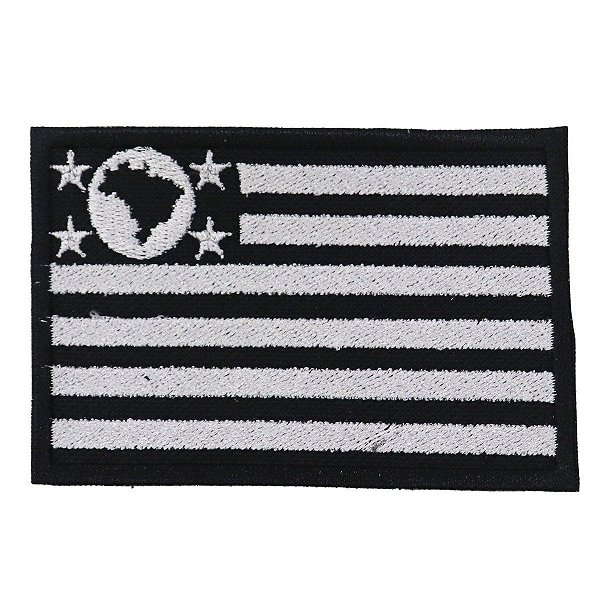 Patch Bordado Bandeira São Paulo Cinza 6 x 10 cm