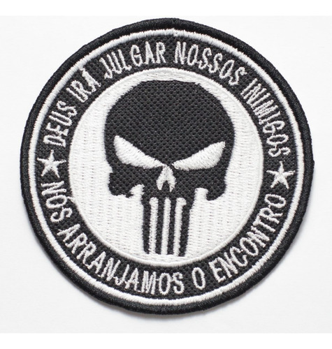 Patch Bordado Justiceiro Deus Ira Julgar 8x8cm